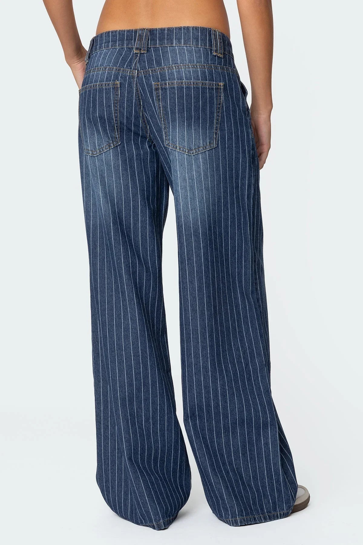 PINSTRIPE WIDE-LEG JEANS