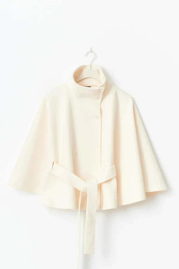 ELEGANT BELTED CAPE JACKET
