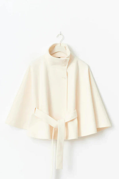 ELEGANT BELTED CAPE JACKET