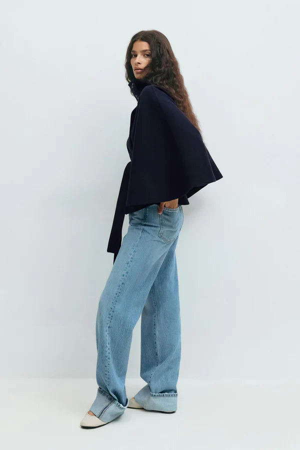 ELEGANT BELTED CAPE JACKET