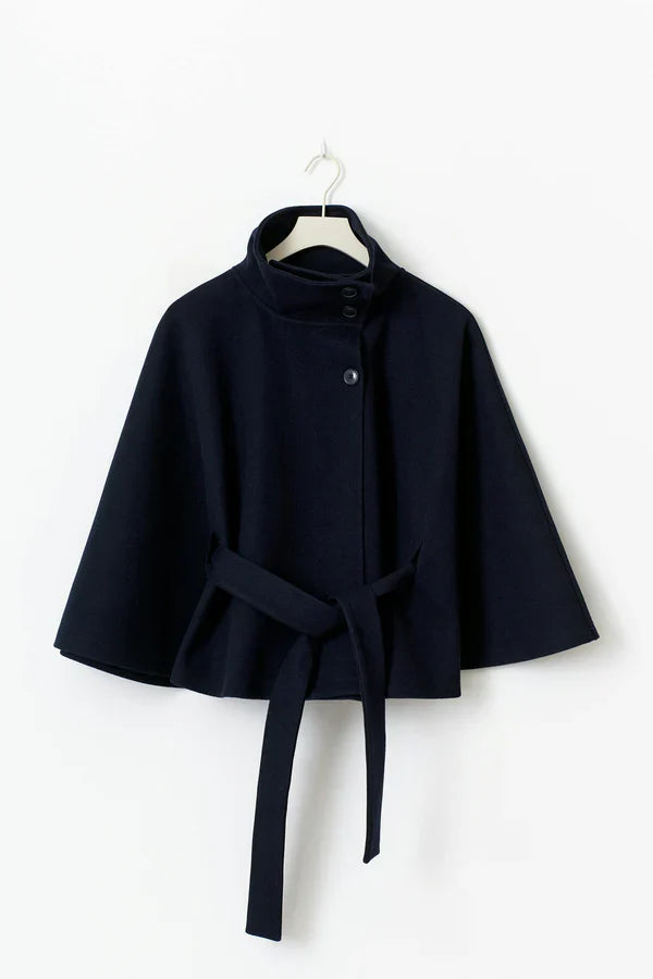 ELEGANT BELTED CAPE JACKET