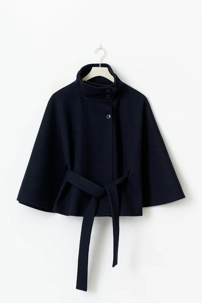 ELEGANT BELTED CAPE JACKET