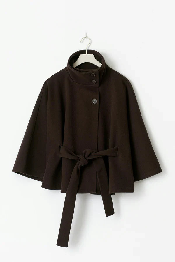 ELEGANT BELTED CAPE JACKET