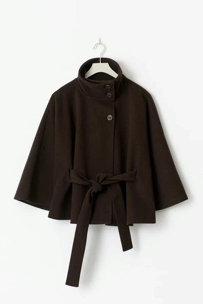 ELEGANT BELTED CAPE JACKET