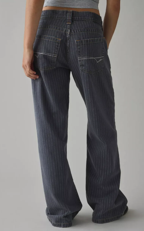 GREY STRIPE PRINT JEANS