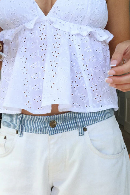 WHITE WIDE-LEG JEANS
