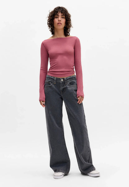 GREY STRIPE PRINT JEANS