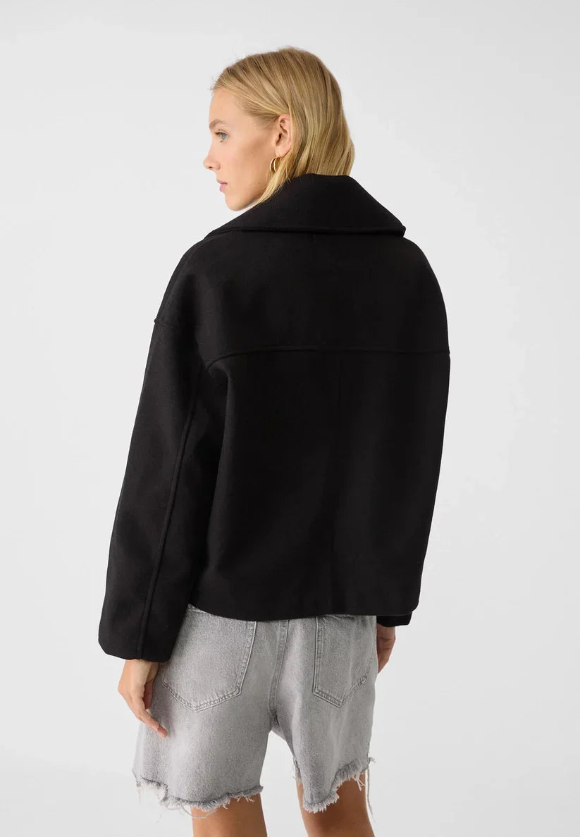 CROPPED DOUBLE-BREASTED WOOL JACKET