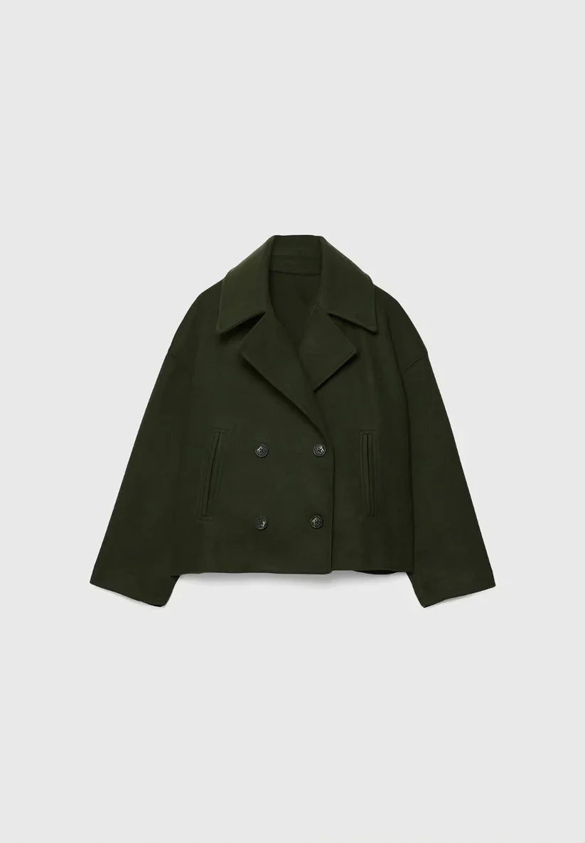 CROPPED DOUBLE-BREASTED WOOL JACKET