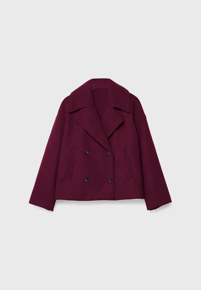 CROPPED DOUBLE-BREASTED WOOL JACKET