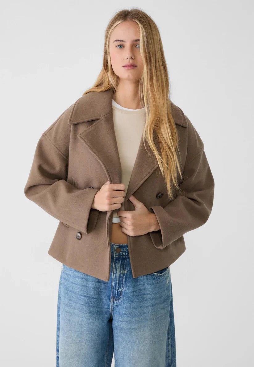 CROPPED DOUBLE-BREASTED WOOL JACKET