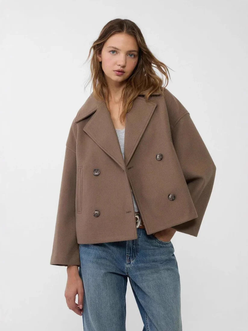 CROPPED DOUBLE-BREASTED WOOL JACKET