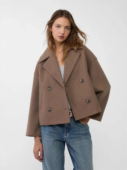 CROPPED DOUBLE-BREASTED WOOL JACKET