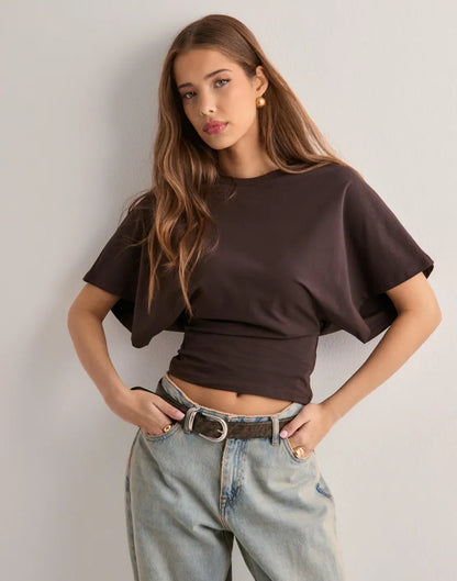 WIDE SLEEVE CROP TEE